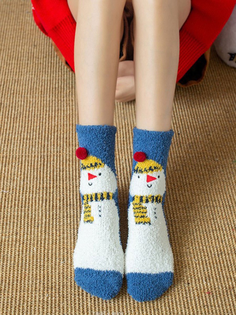 Women's Thick Coral Fleece 3D Christmas Socks
