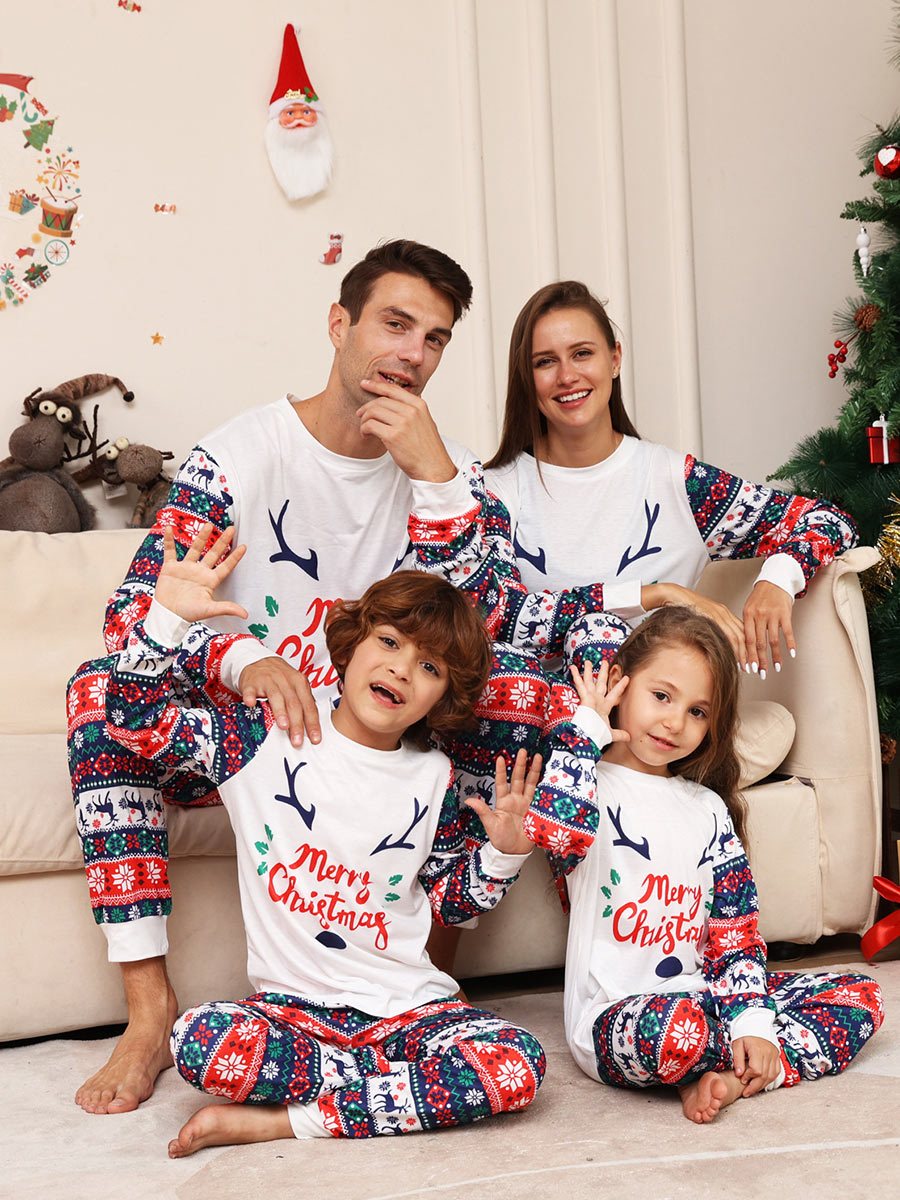 Christmas Elk Letter Printed Home Clothes Set