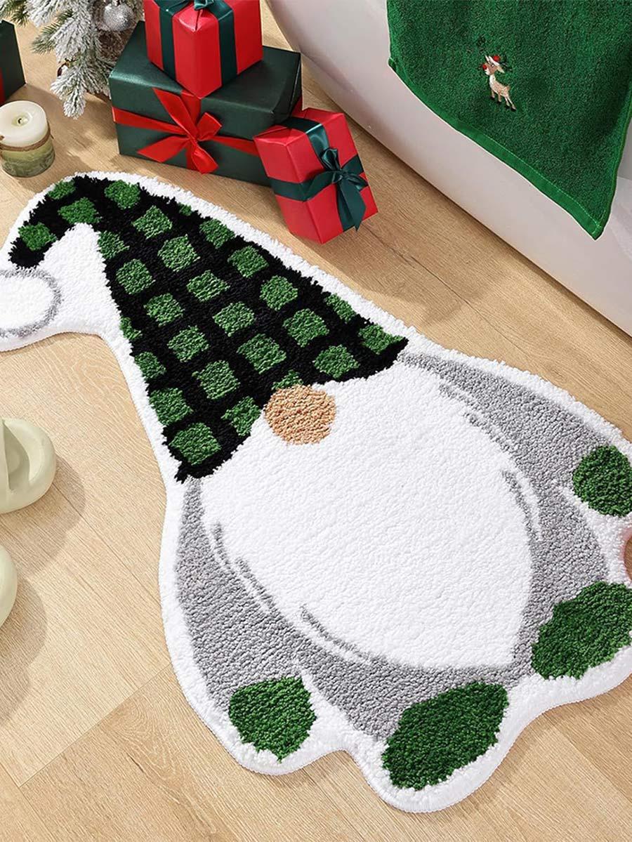 Christmas Santa Claus Gingerbread Man Snowman Bathroom Absorbent Floor Mat