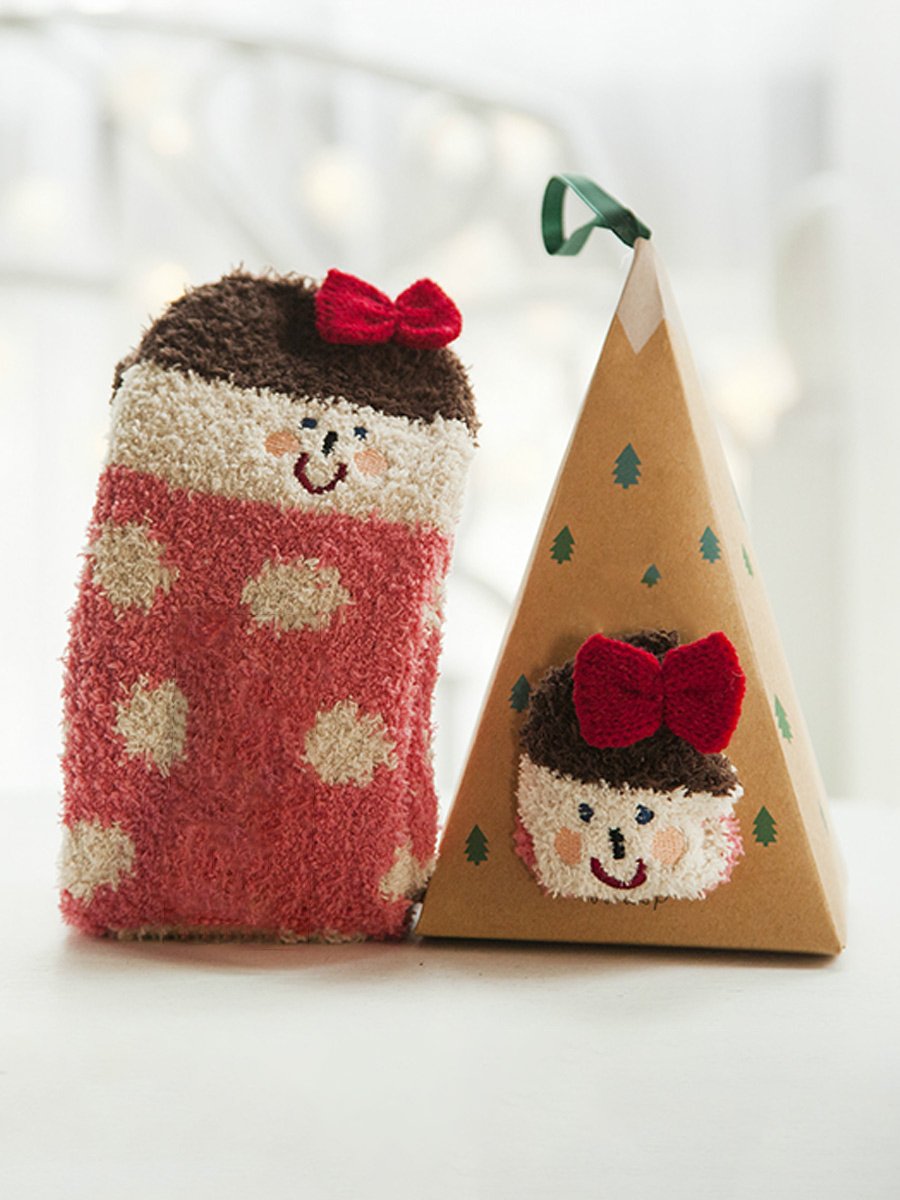 Women's Thick Coral Fleece 3D Christmas Socks