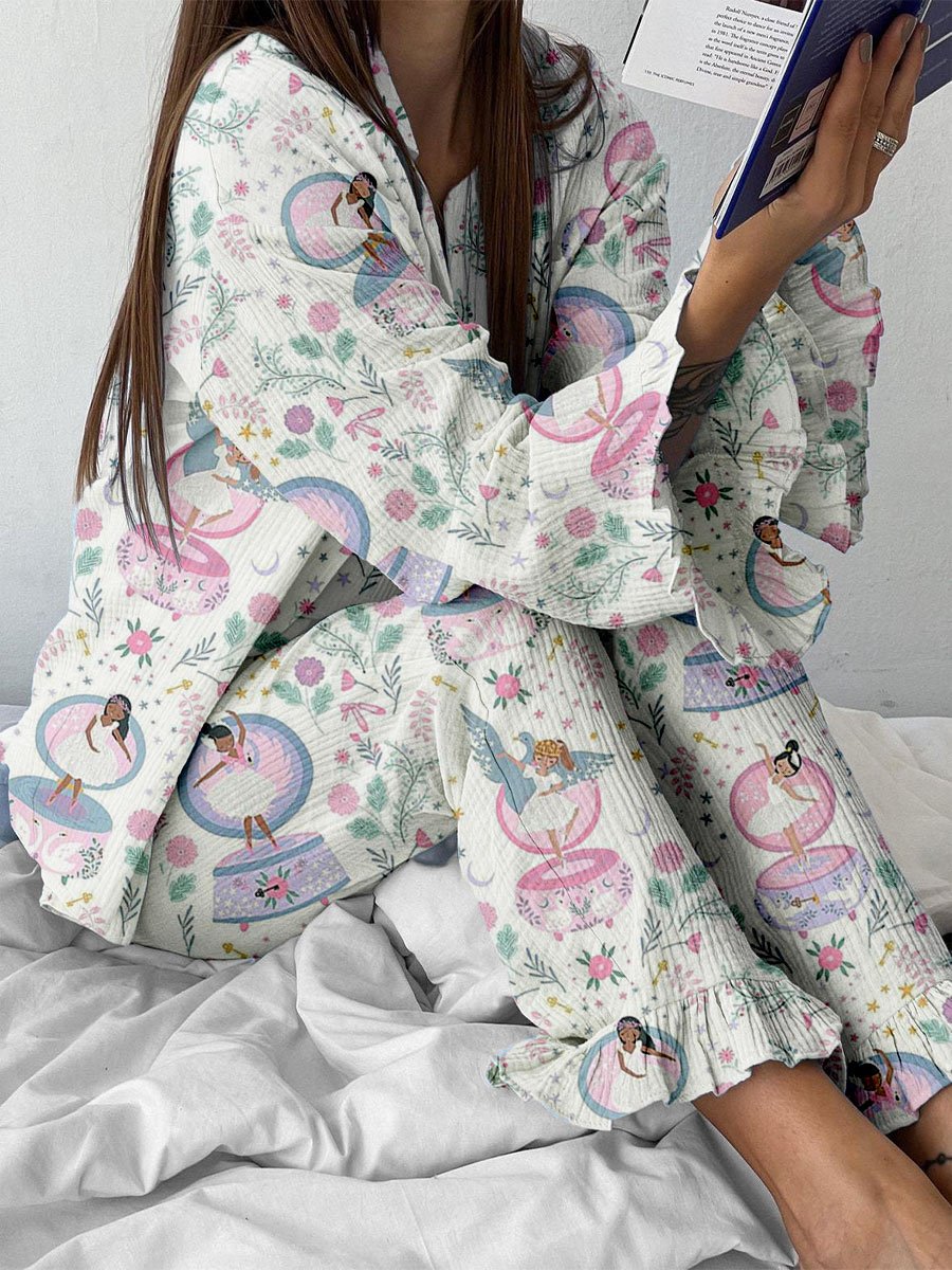 Women's Art Floral Nutcracker Christmas Print Home Sweatshirt
