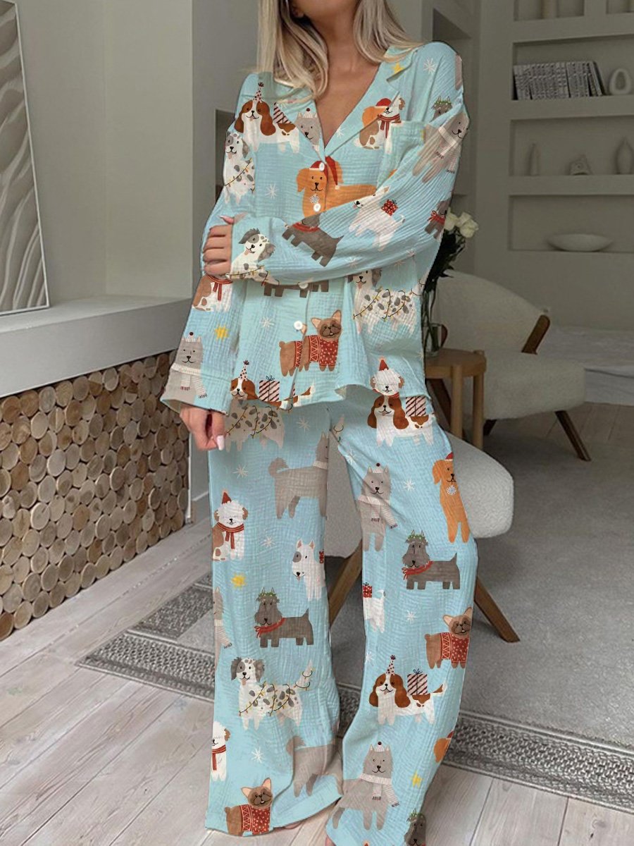Women's Cute Pet Print Pajama Set