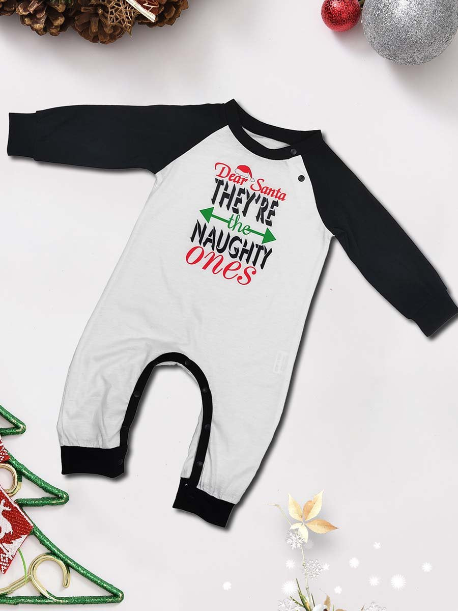 Home Clothes Set Christmas Letters Green Plaid Printed Family Pajamas