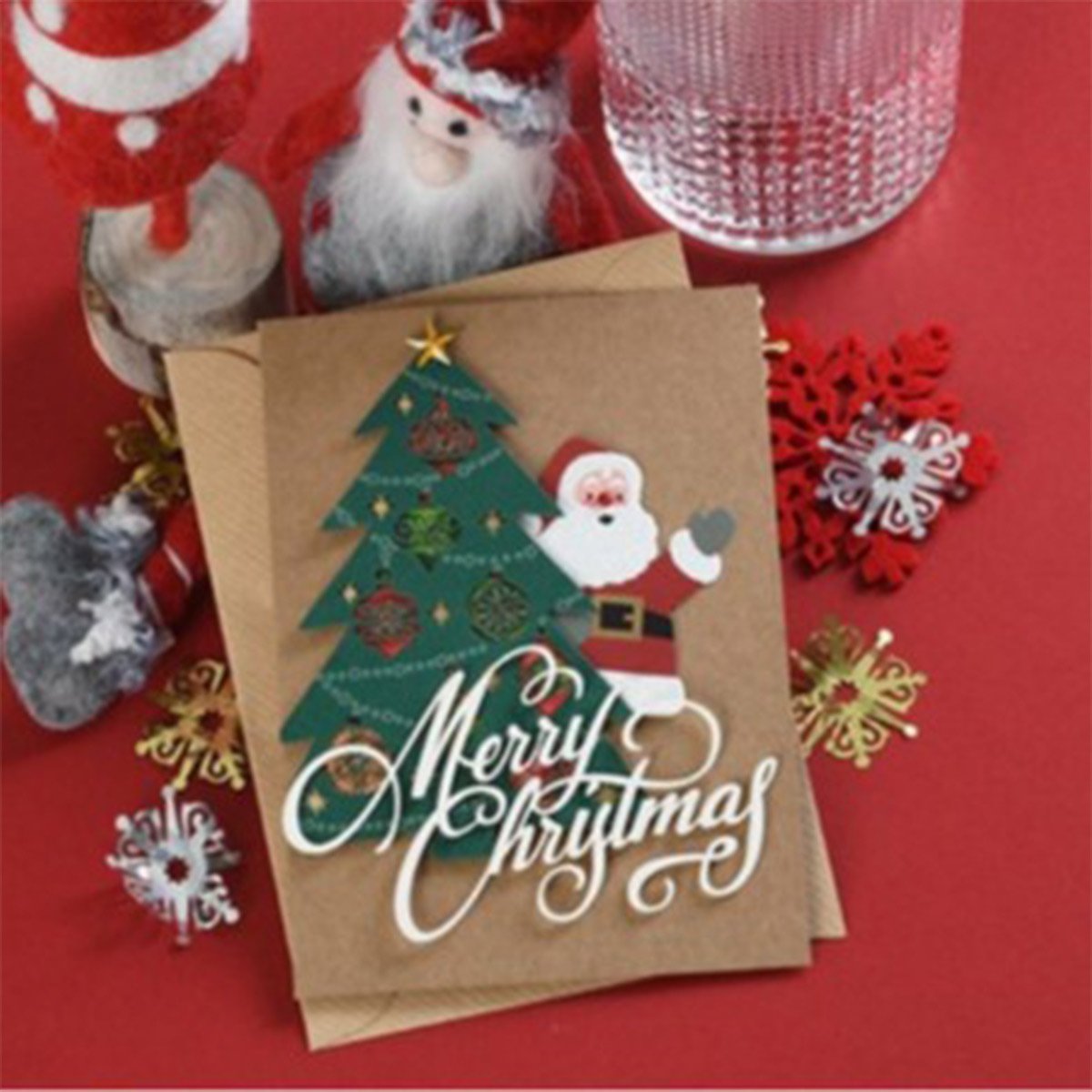 Christmas Retro Kraft Paper Gold Stamping Three-Dimensional Christmas Card