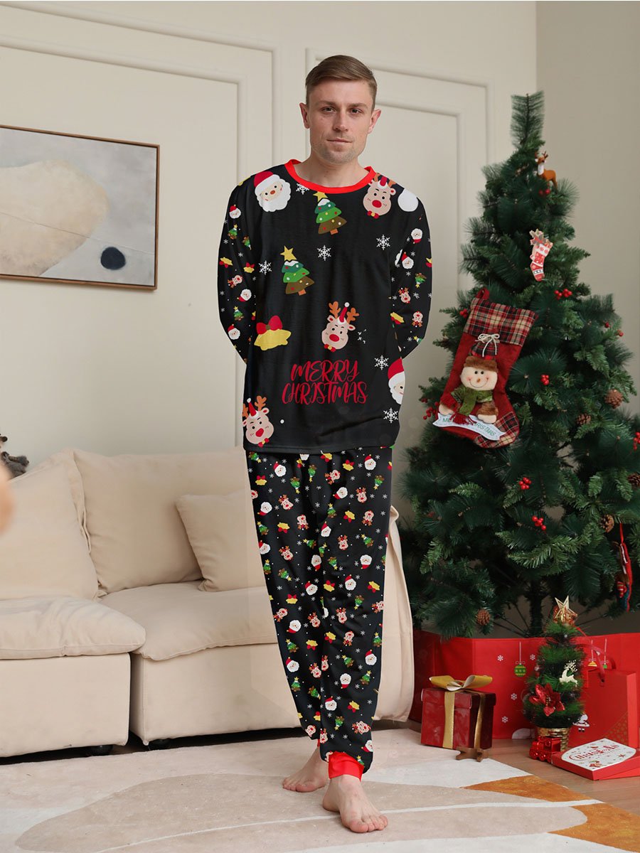 Family Set Christmas Printed Long Sleeve Family Pajamas