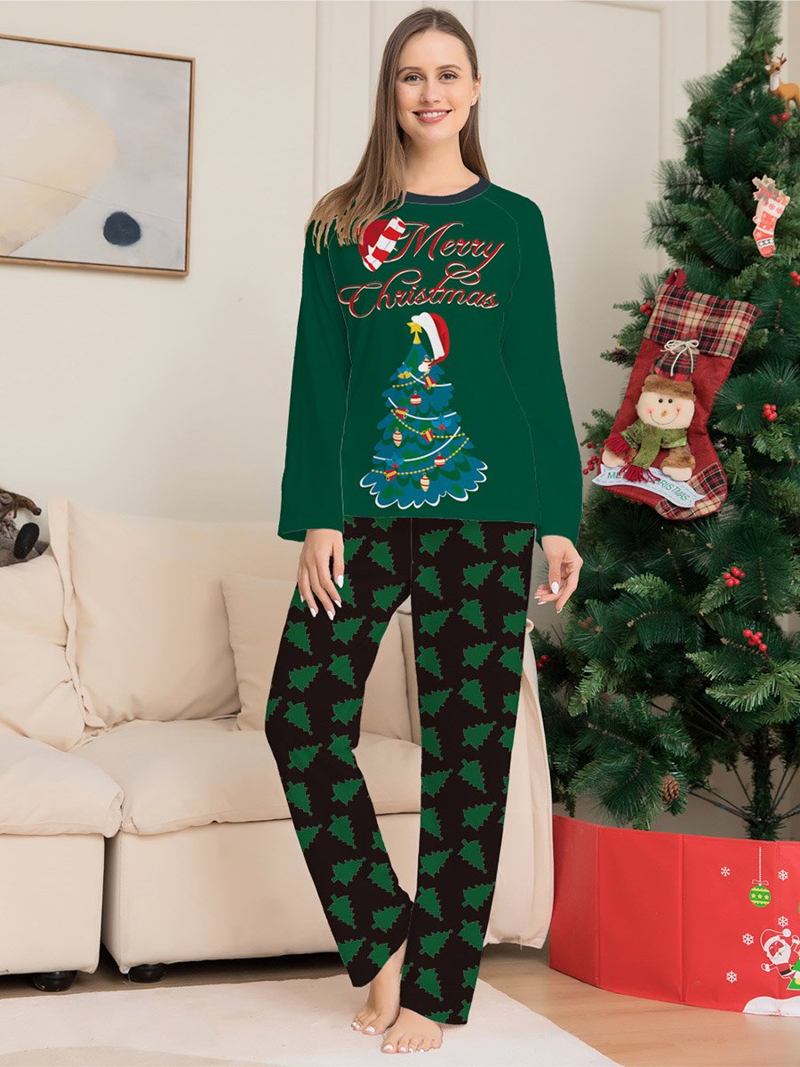 Christmas Tree Printed Family Pajamas Set