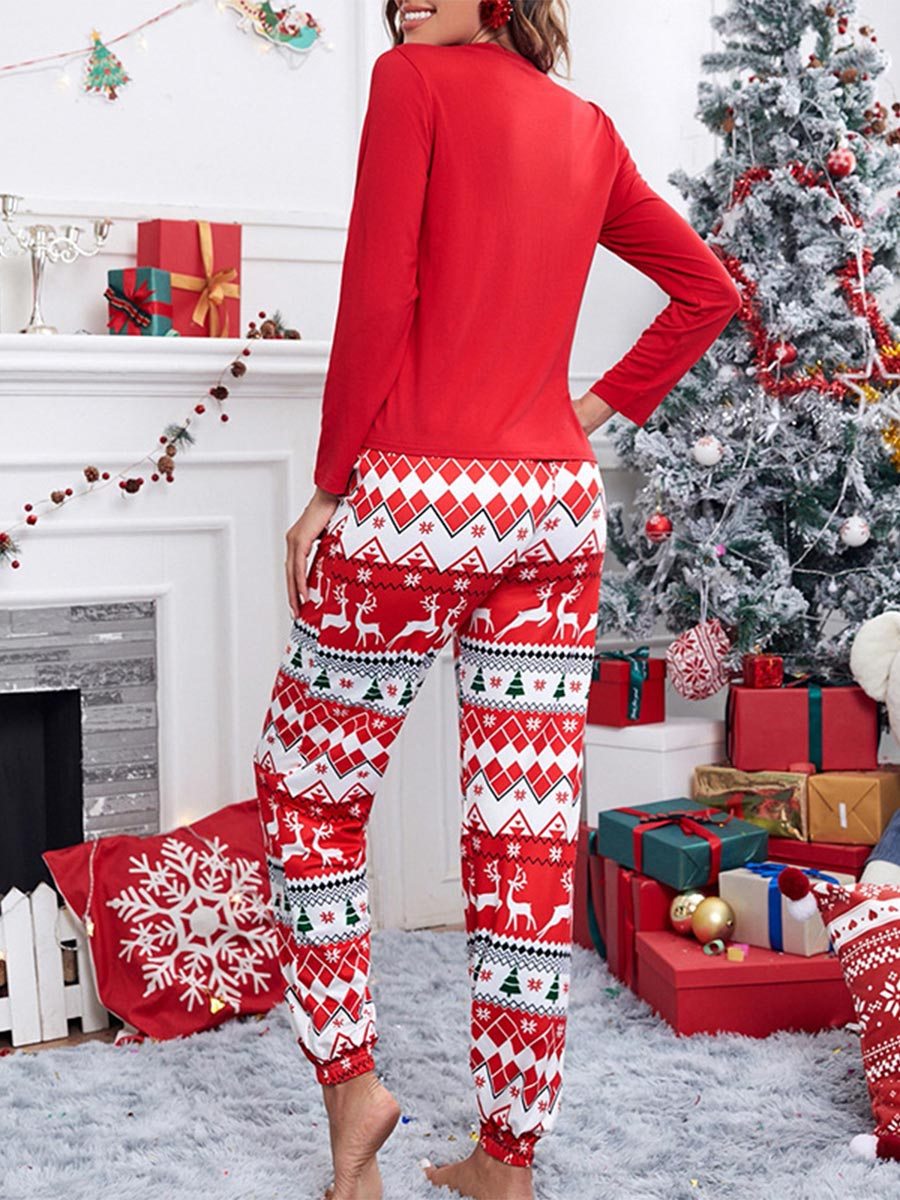Women's Christmas Printed Long Sleeve Home Pajama Set