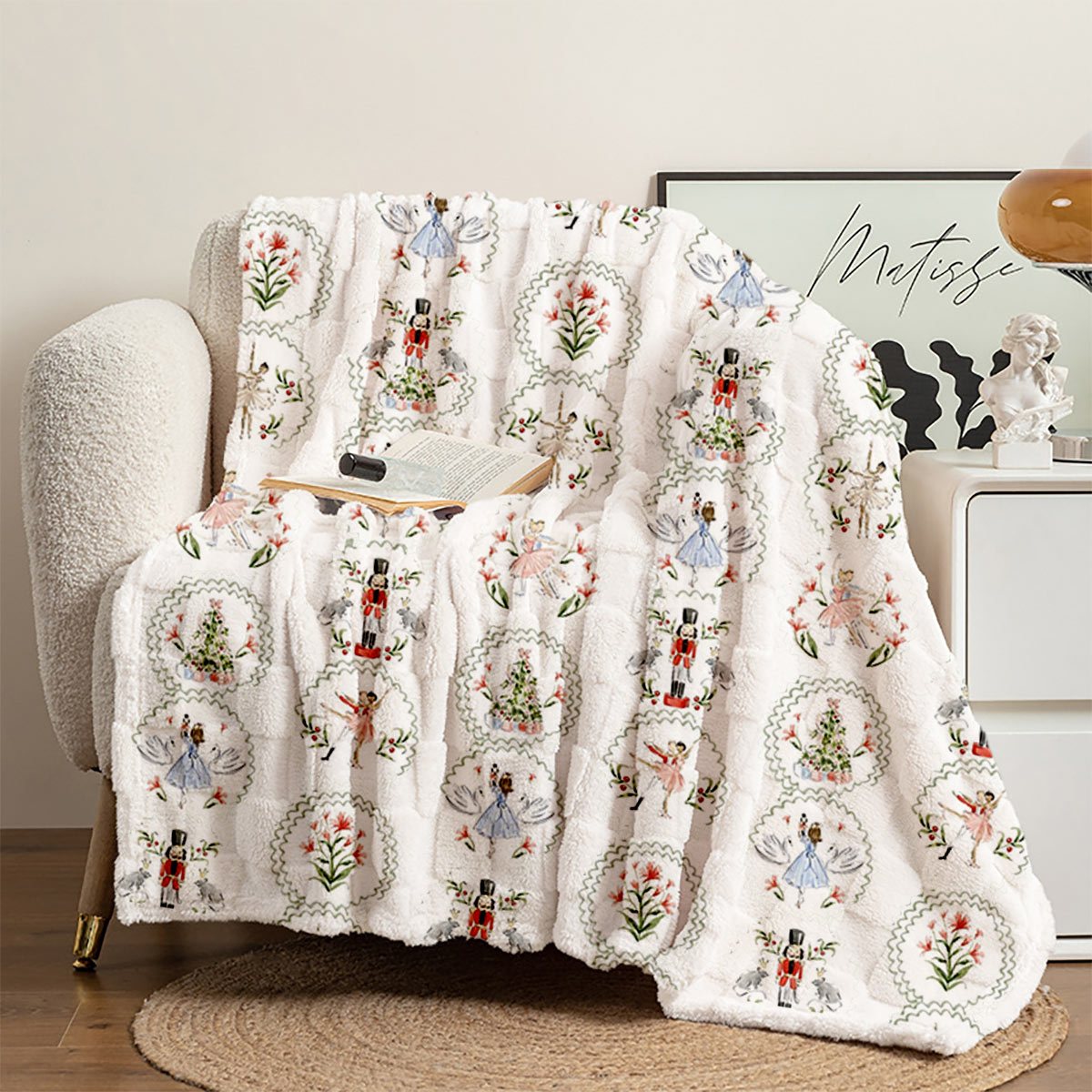 Women's Christmas Nutcracker Print Home Blanket