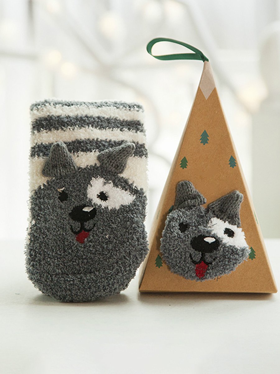 Women's Thick Coral Fleece 3D Christmas Socks