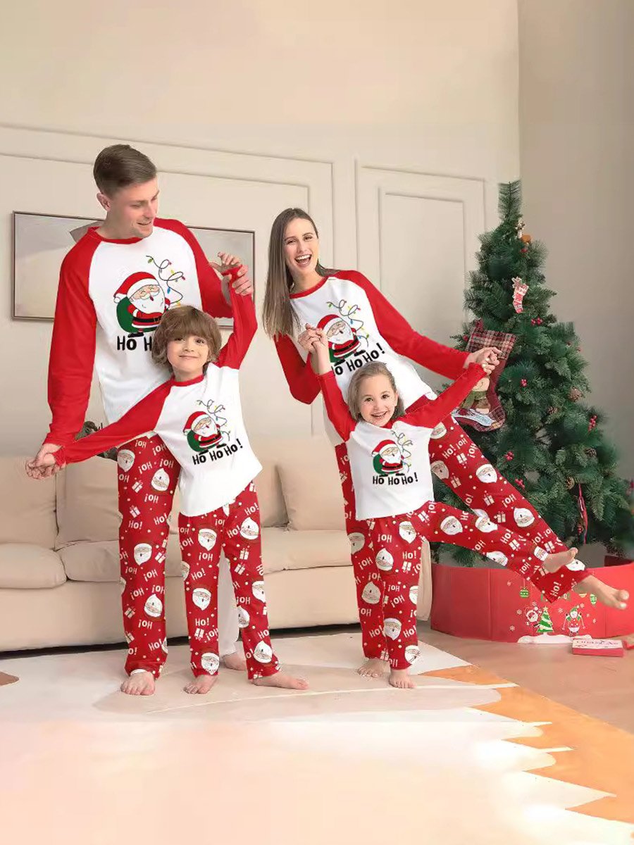 Santa Claus Alphabet Printed Family Homewear Set