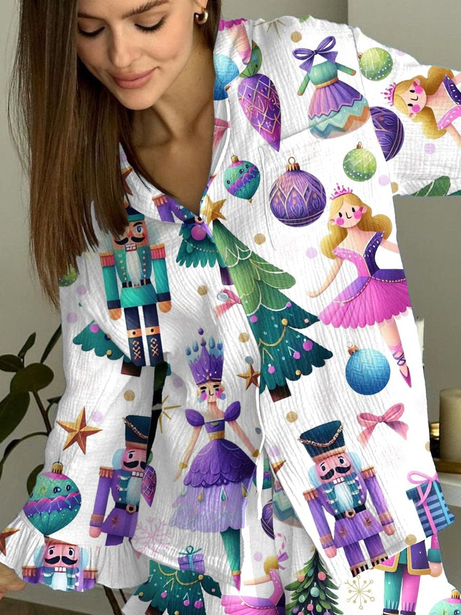 Women's Christmas Nutcracker Printed Homewear Suit