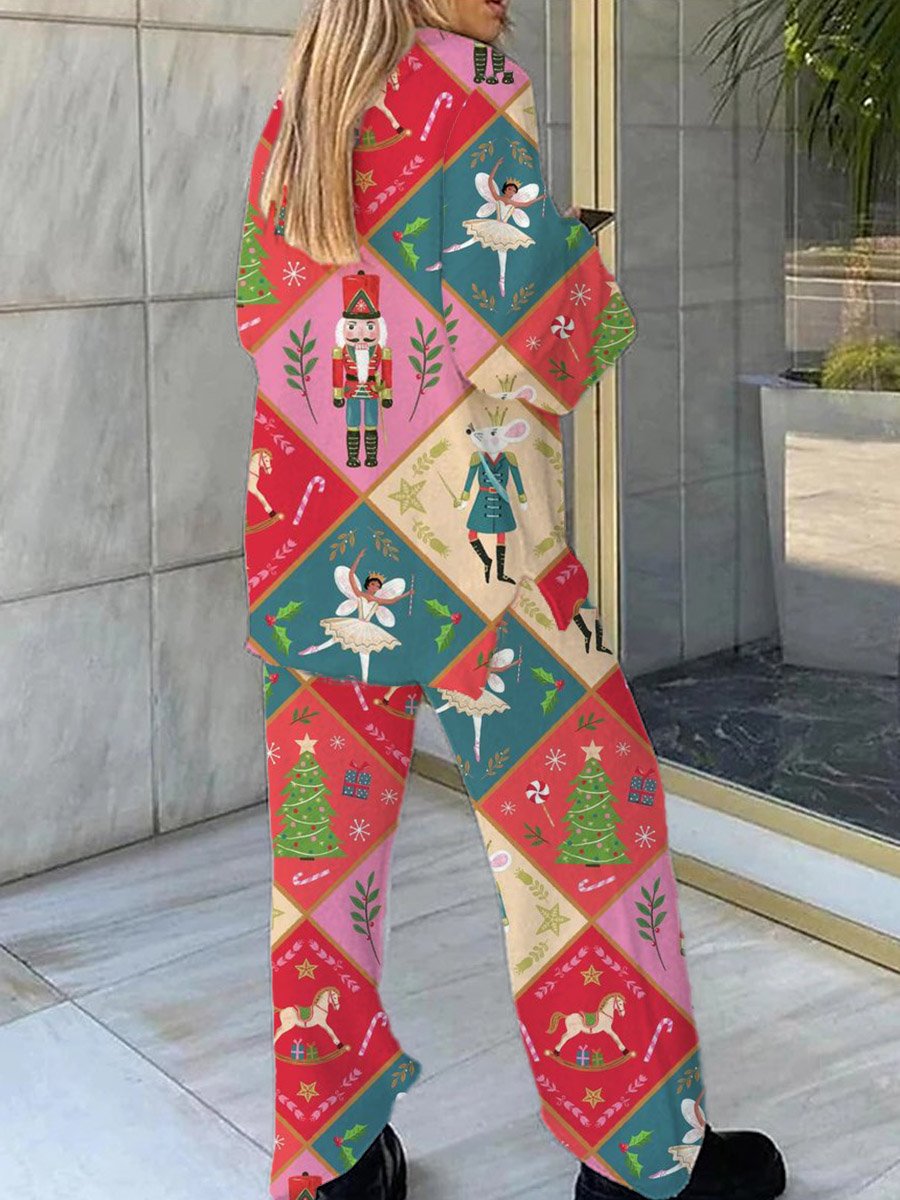 Women's Christmas Nutcracker Red Festive Pajama Set
