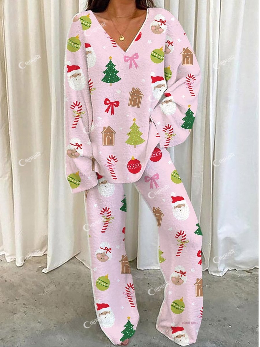 Pink Santa Claus Loungewear Set for Women