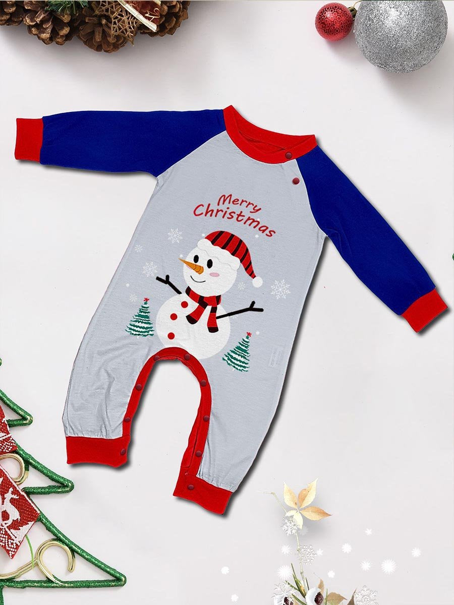 Home Clothes Christmas White Snowman Print Pajamas Cartoon