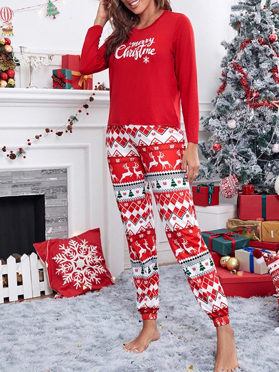 Women's Christmas Printed Long Sleeve Home Pajama Set
