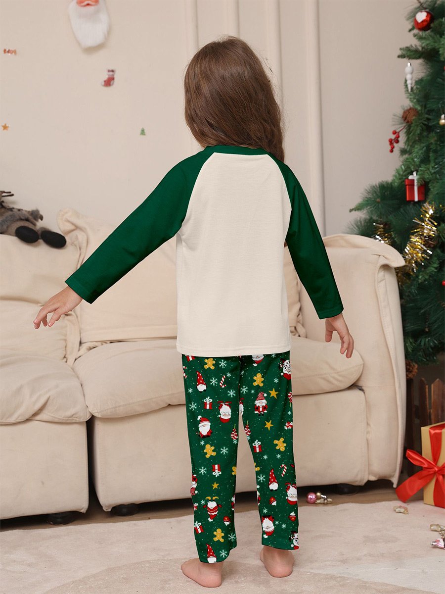 Green Round Neck Christmas Printed Homewear Set