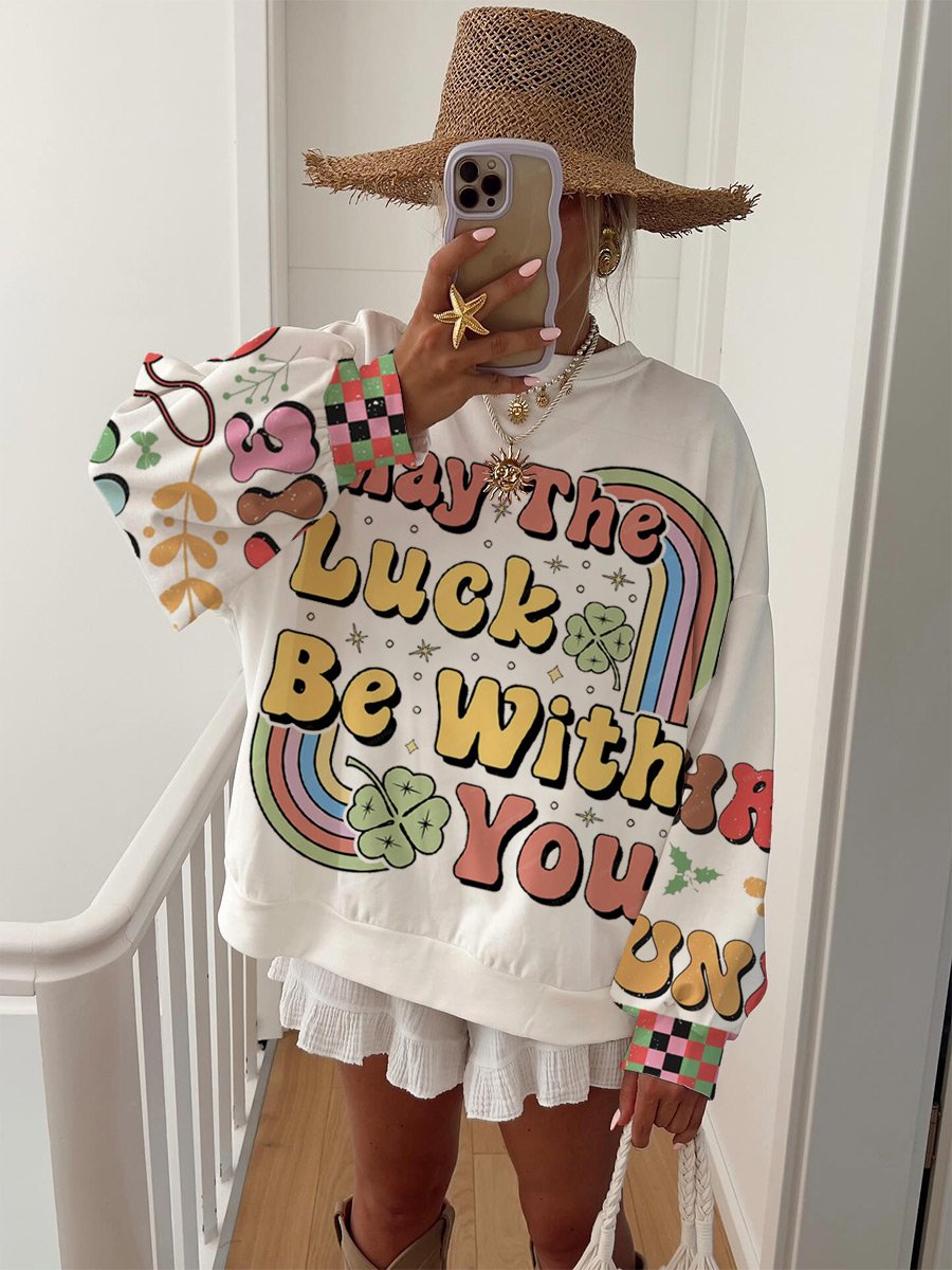 Women's Colorful Art Painting Fun Print Home Long Sleeve Sweater