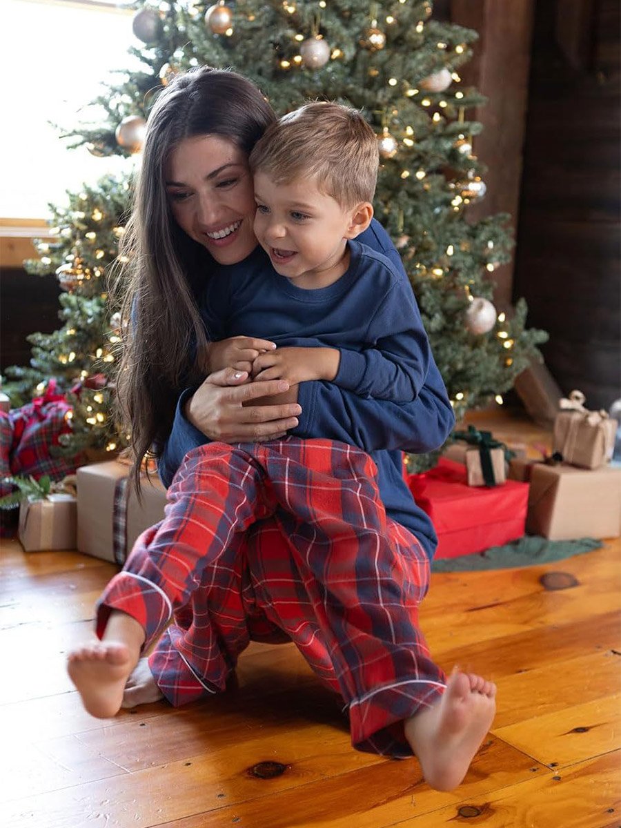 Christmas Plaid Print Family Long Sleeve Pajama Set