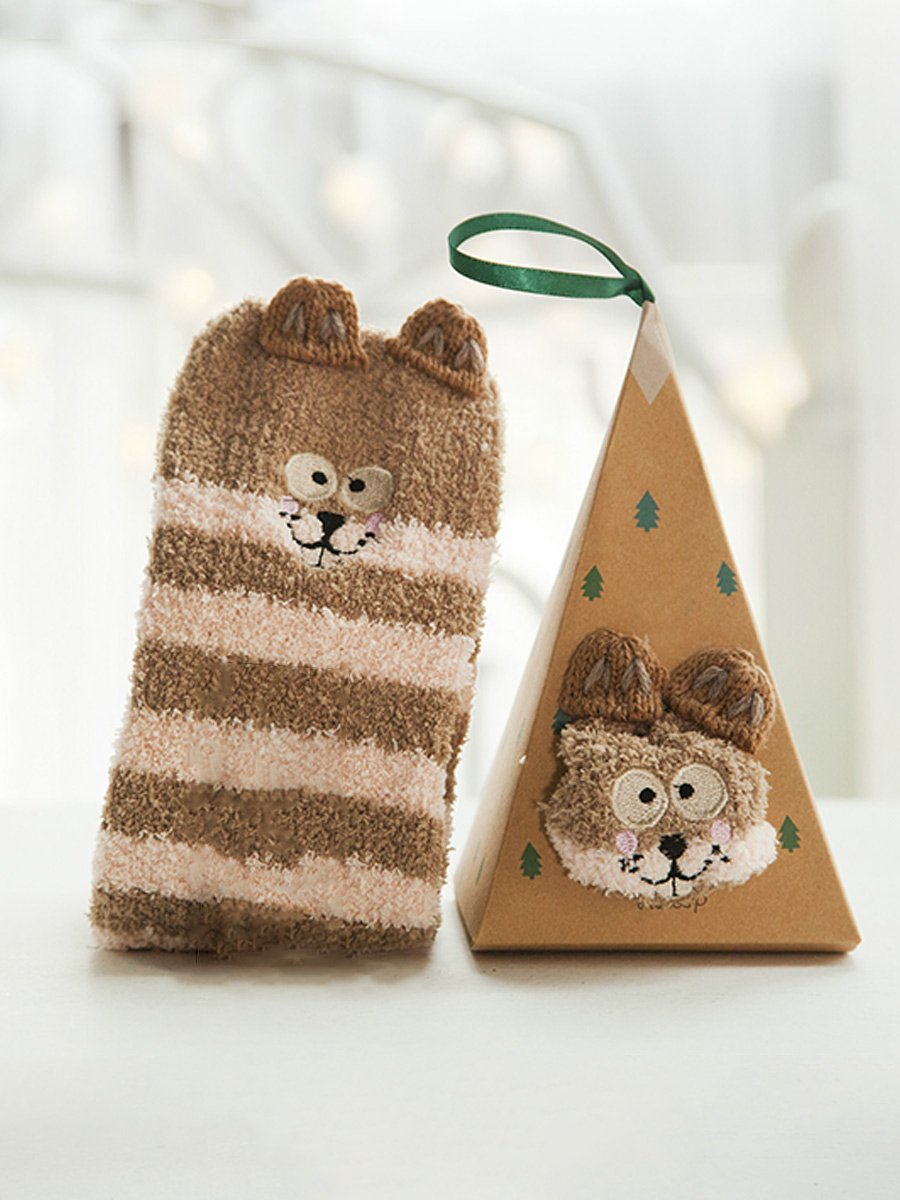 Women's Thick Coral Fleece 3D Christmas Socks