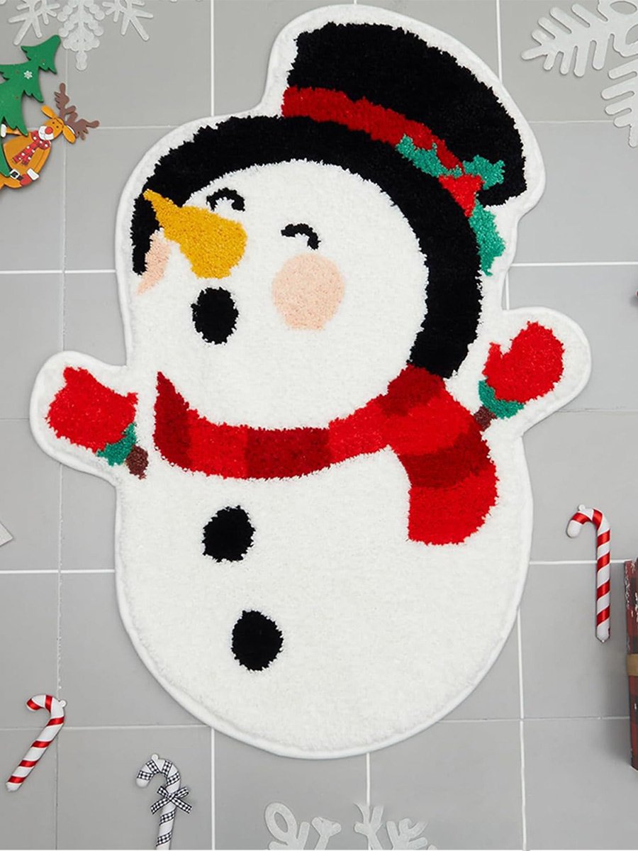Christmas Santa Claus Gingerbread Man Snowman Bathroom Absorbent Floor Mat
