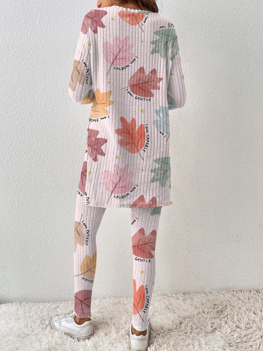 Women's Colorful Maple Leaf, Self-Motivated Loungewear Set