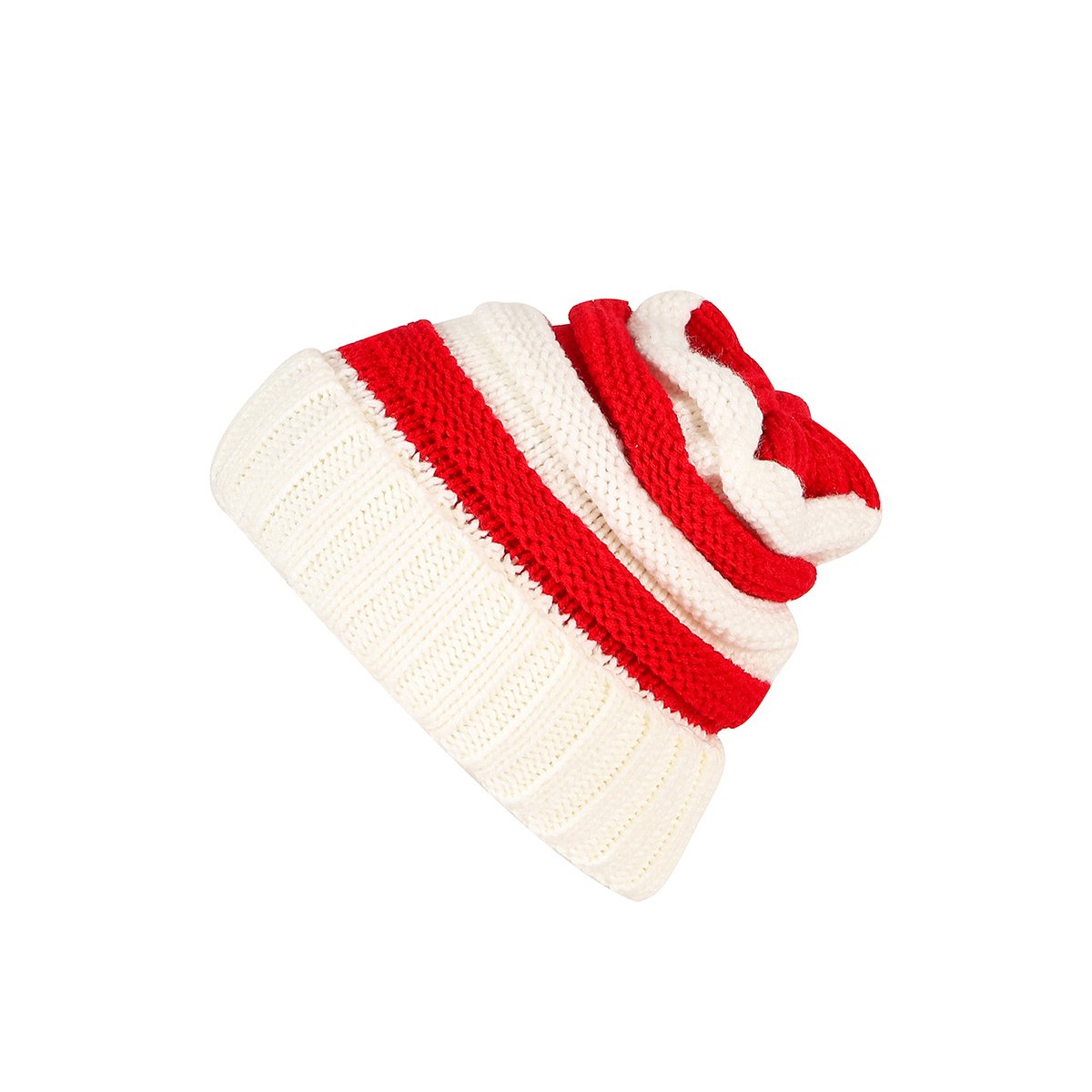 Christmas Pom-Pom Two-Color Knitted Hat