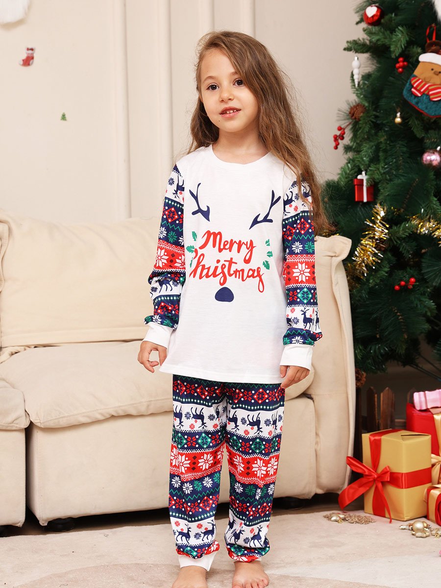 Christmas Elk Letter Printed Home Clothes Set
