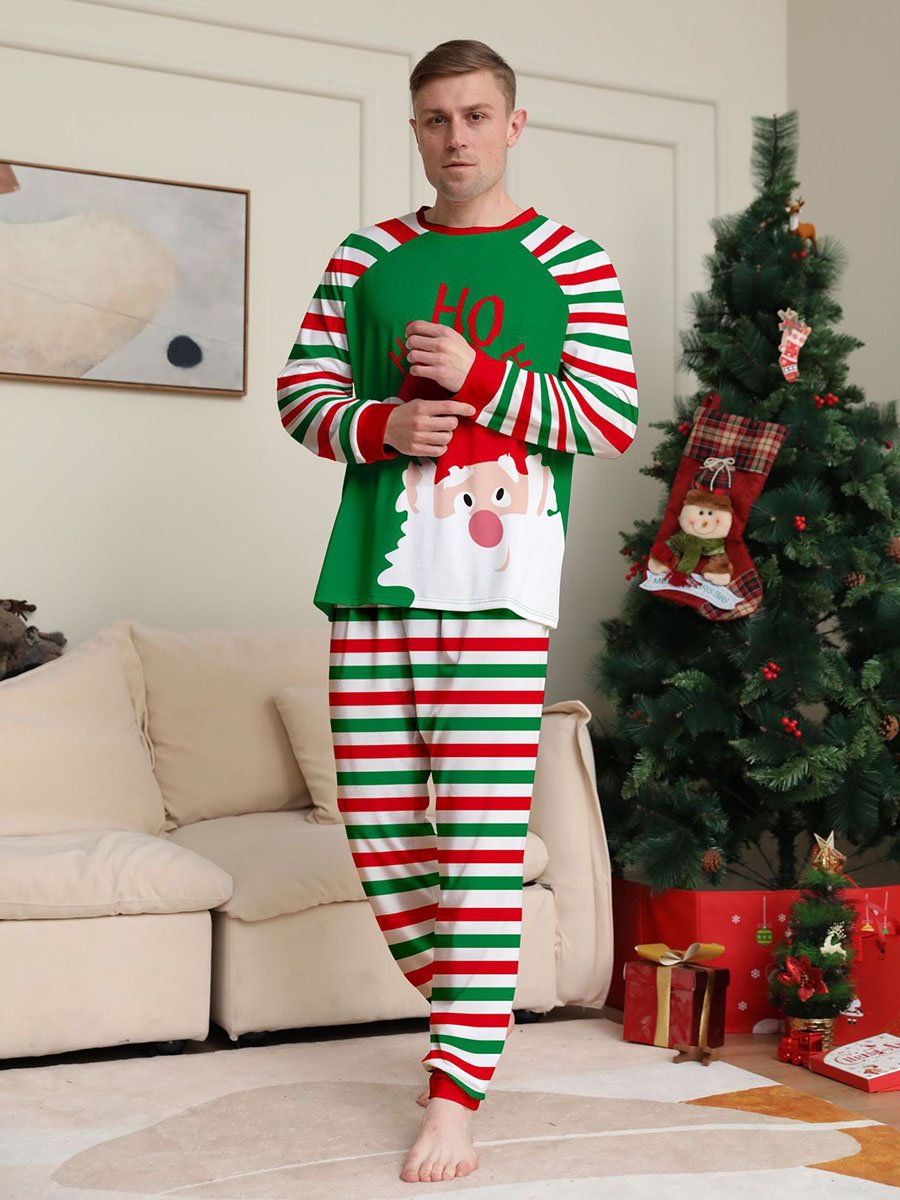 Homewear Set Santa Claus Striped Christmas Parent-Child Christmas Pajamas