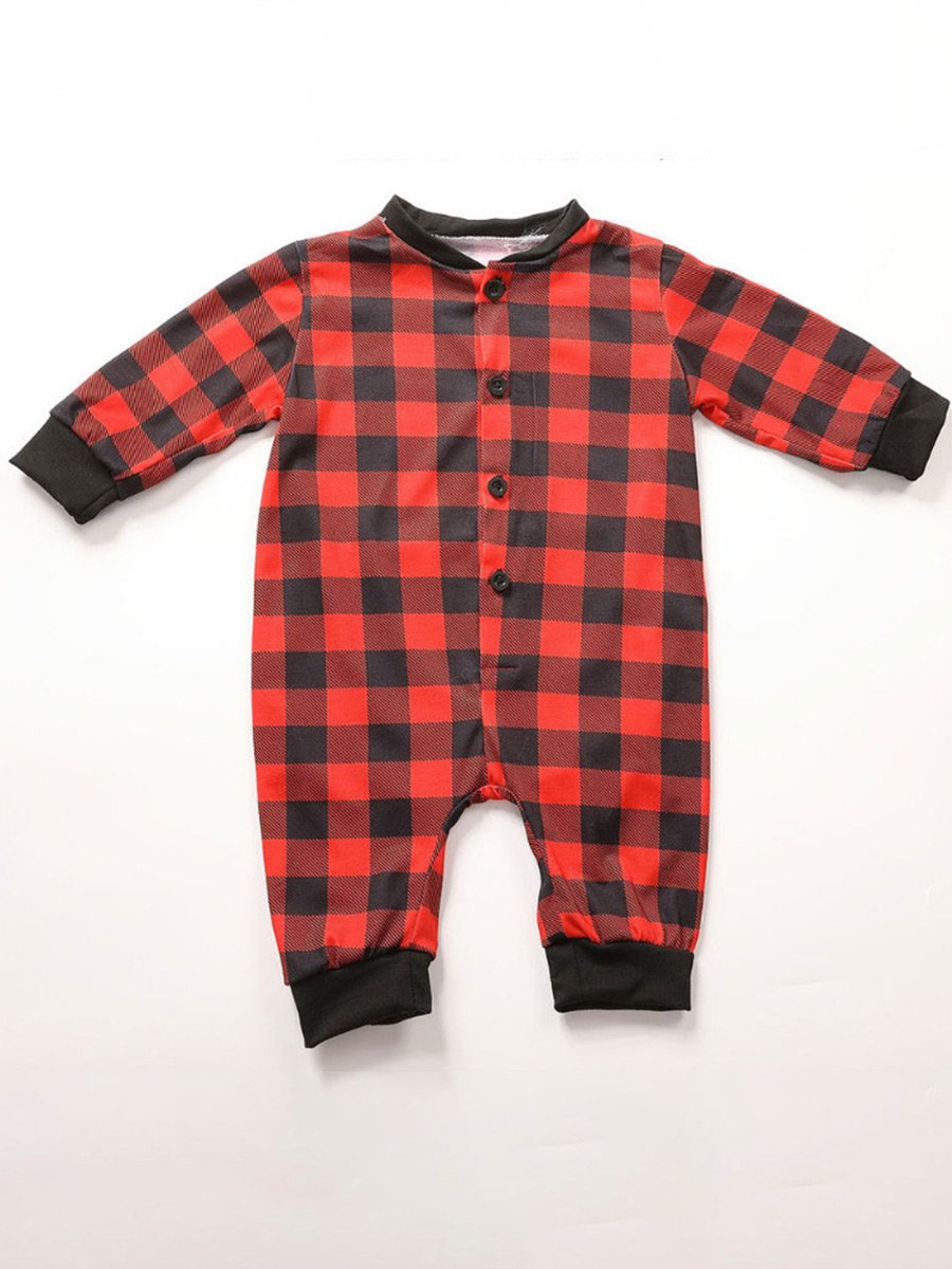 Christmas Red Plaid Check Jumpsuit Homewear