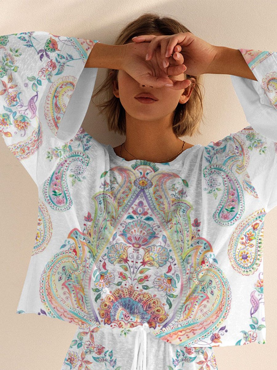 Women's Bohemian Long Sleeve Pajama Set