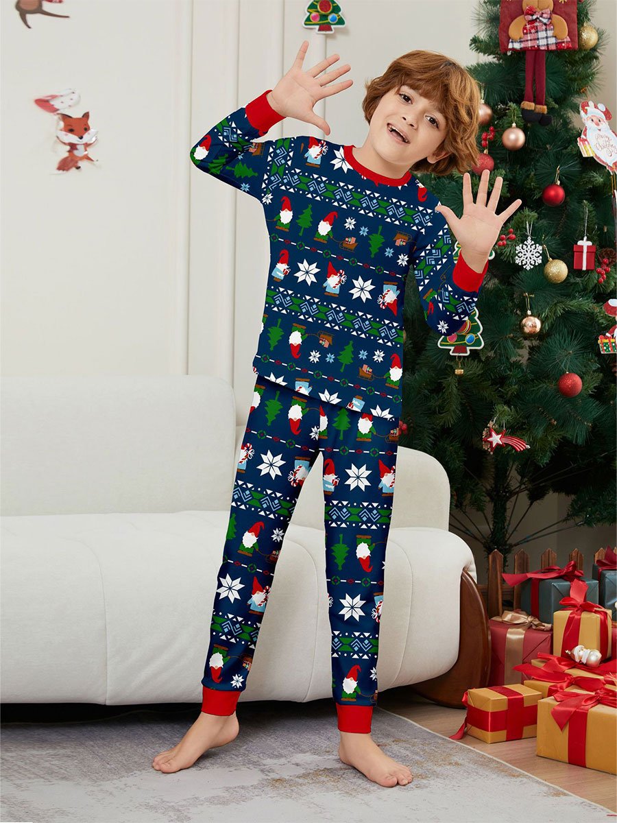 Santa Claus Snowflake Stripe Printed Pajama Set