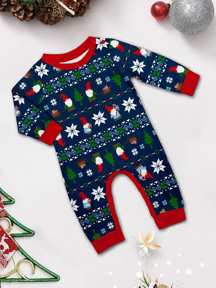 Santa Claus Snowflake Stripe Printed Pajama Set