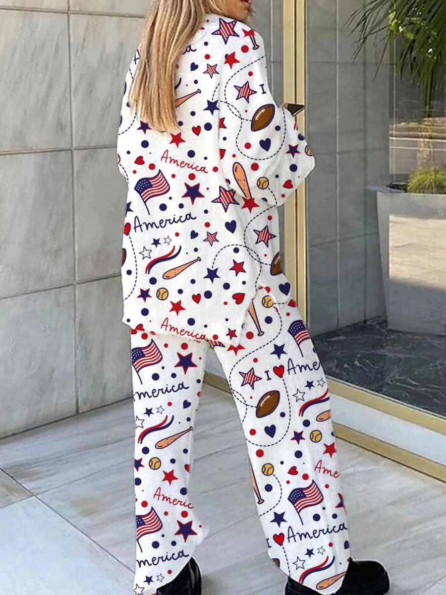 Women's Captain America Print Pajama Set