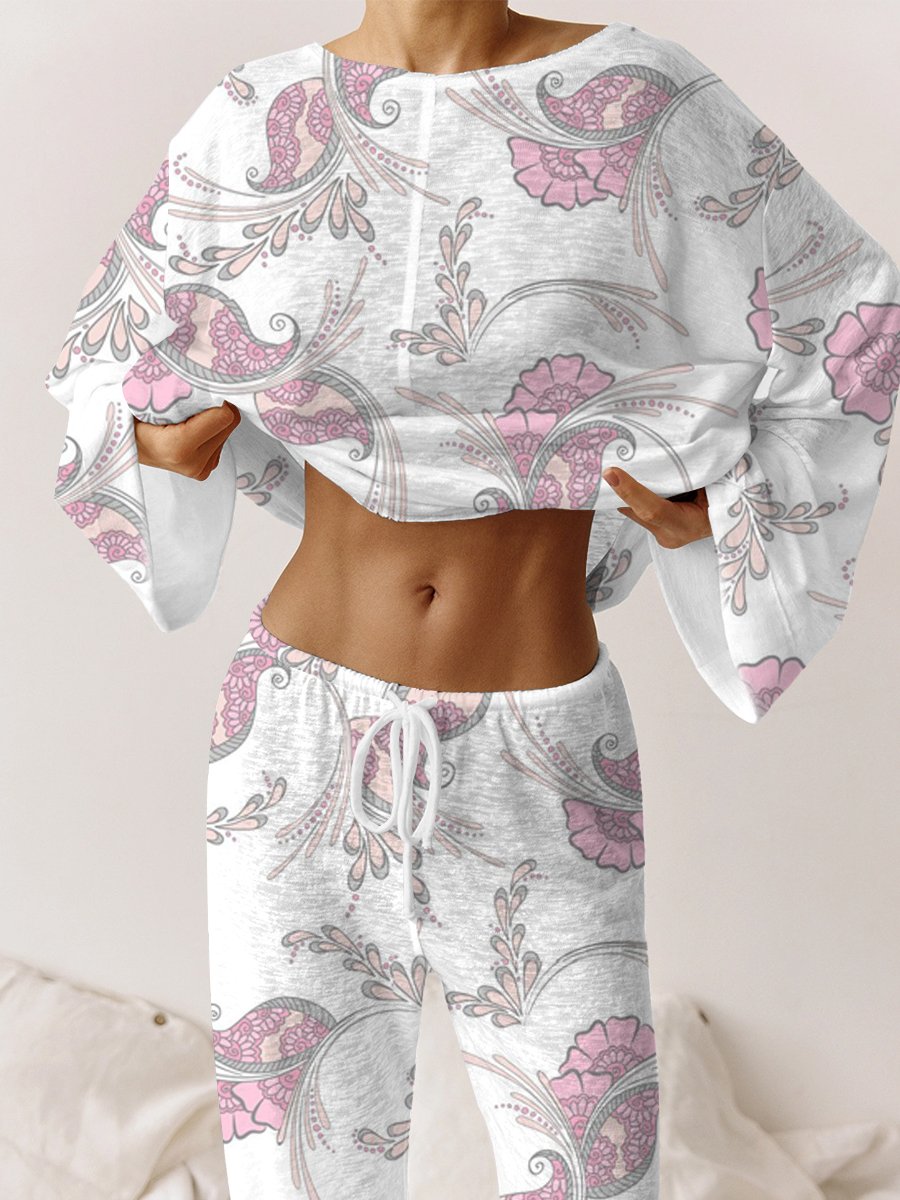 Women's Bohemian Floral Long Sleeve Pants Set