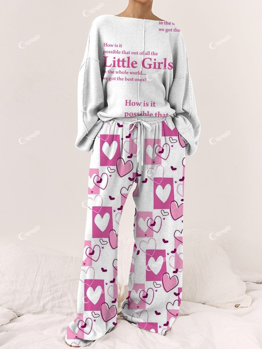 Women's Be Yourself Pattern Long Sleeve Pants Set