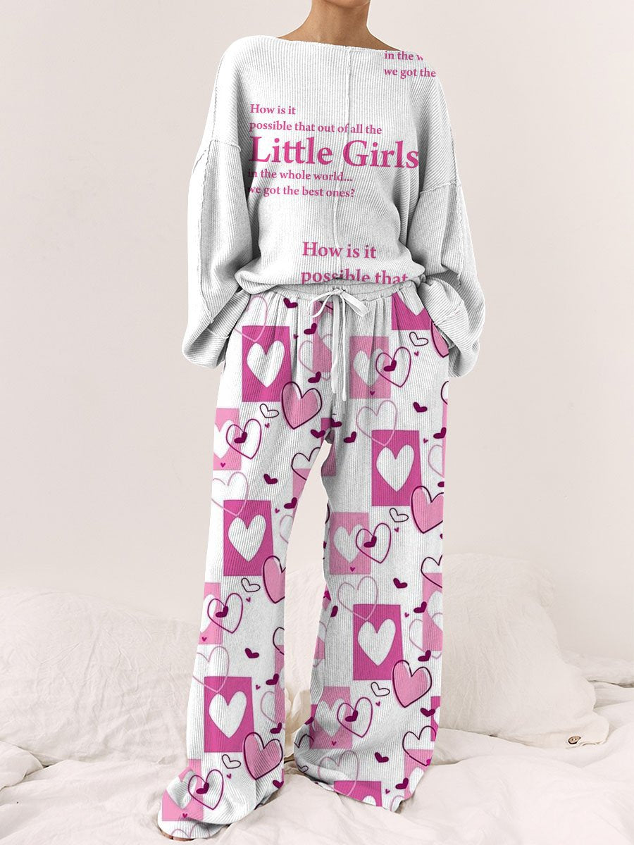 Women's Be Yourself Pattern Long Sleeve Pants Set