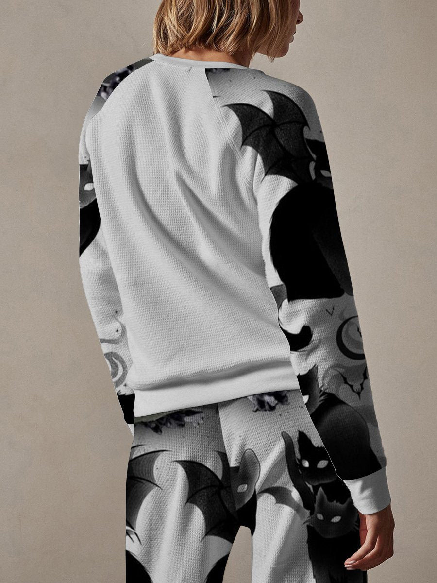 Women's Cat Graffiti Long Sleeve Pajama Set