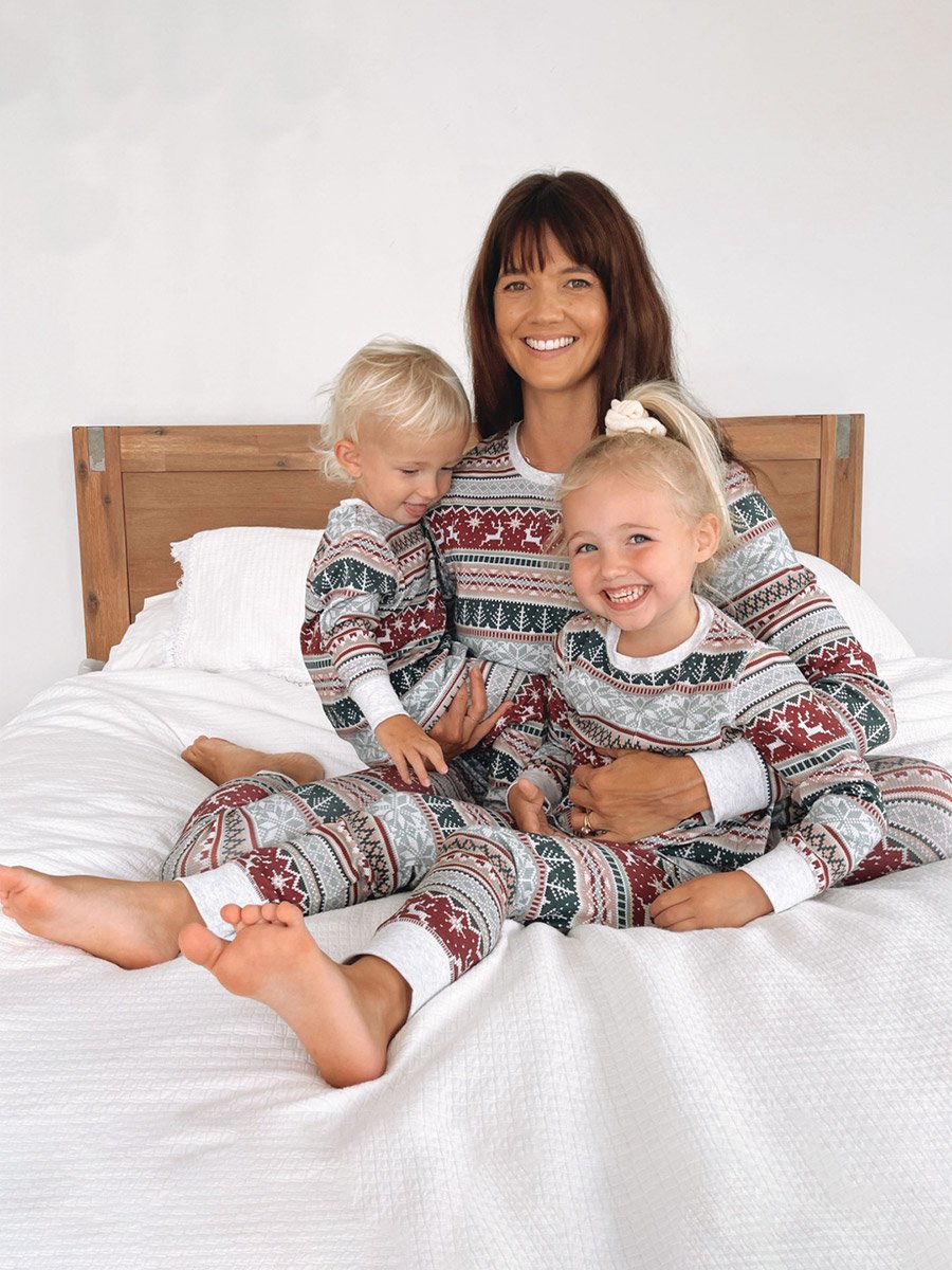 Christmas Deer Snowflake Print Family Pajama Set