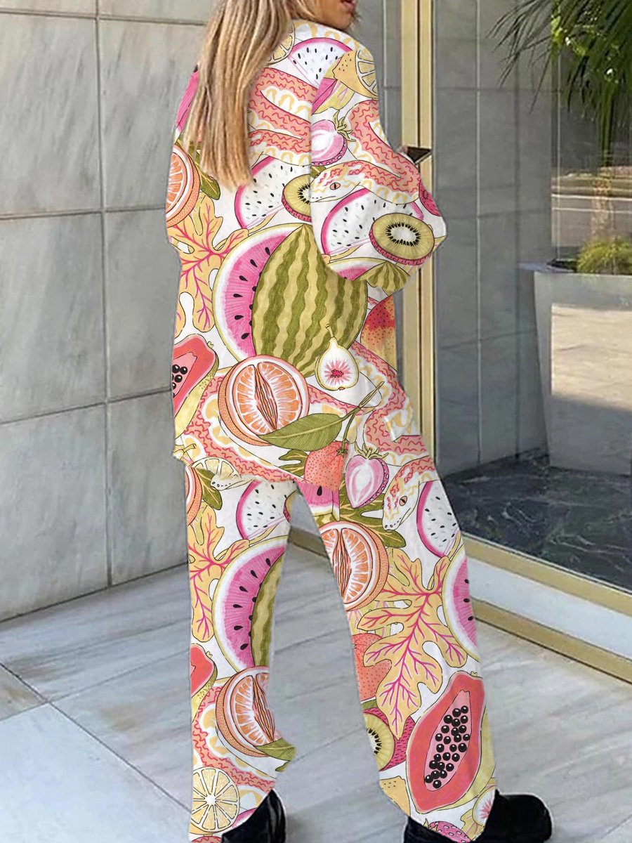 Women's Fruit Print Pajama Set
