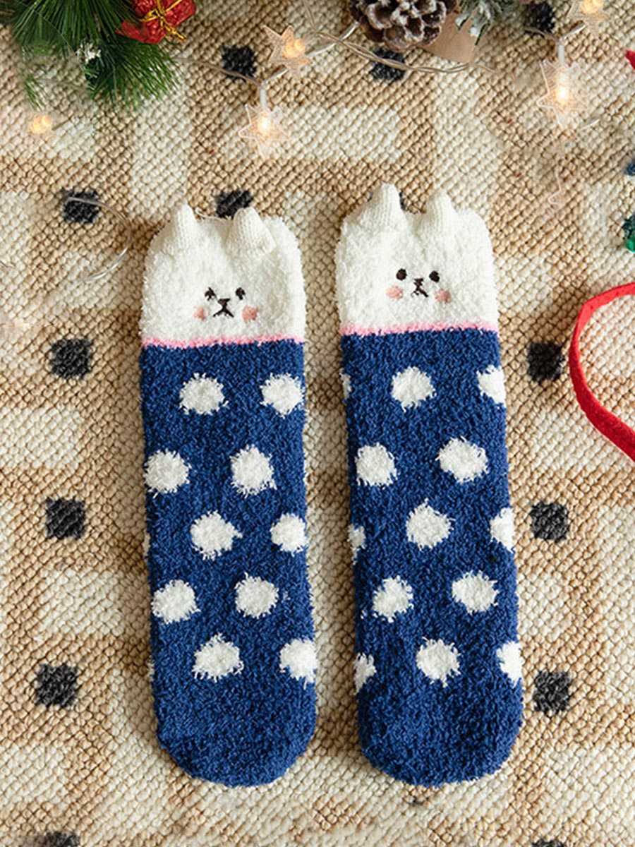 Coral Fleece Christmas Gift Christmas Animal Socks for Men and Women