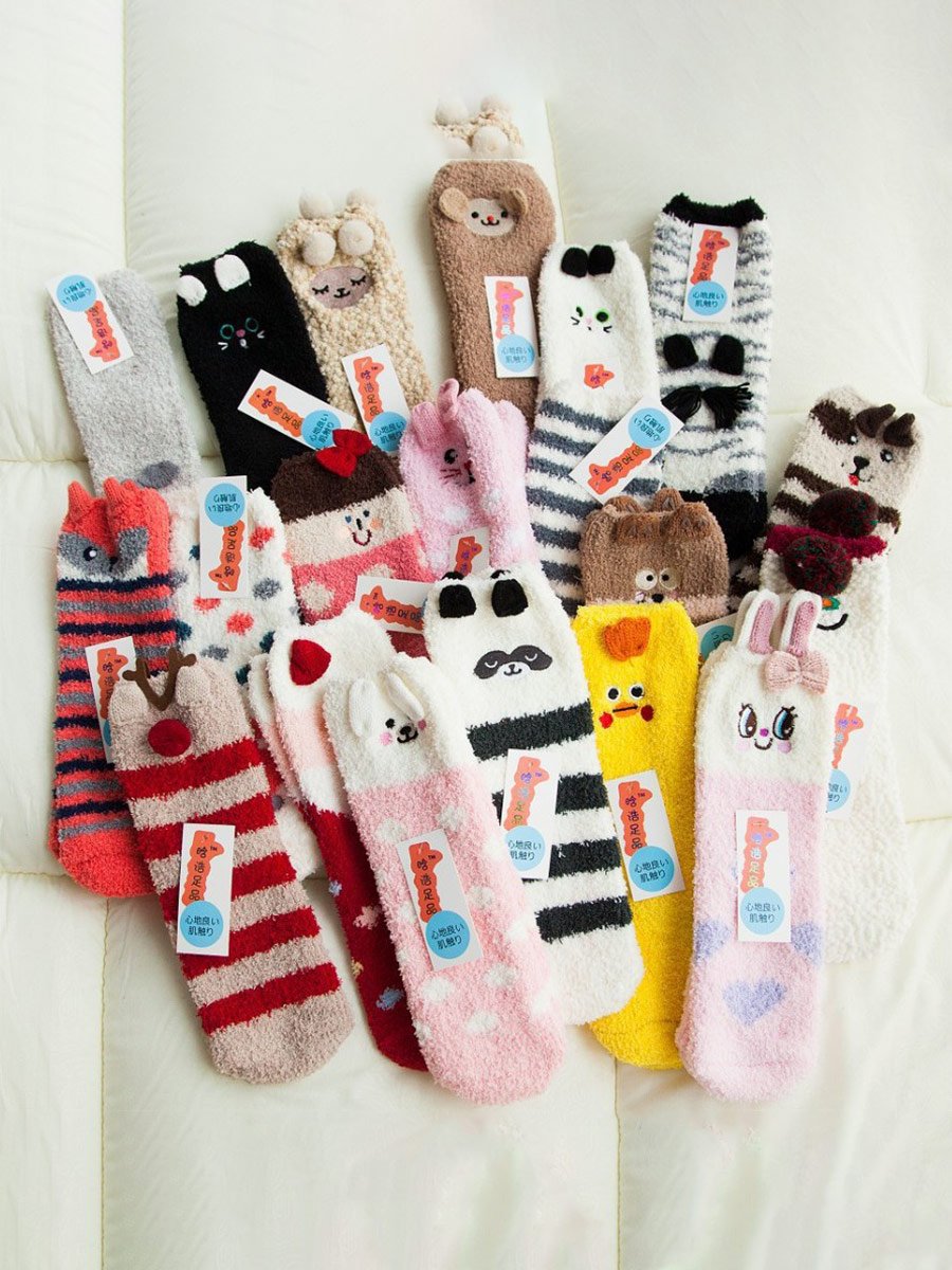 Women's Thick Coral Fleece 3D Christmas Socks