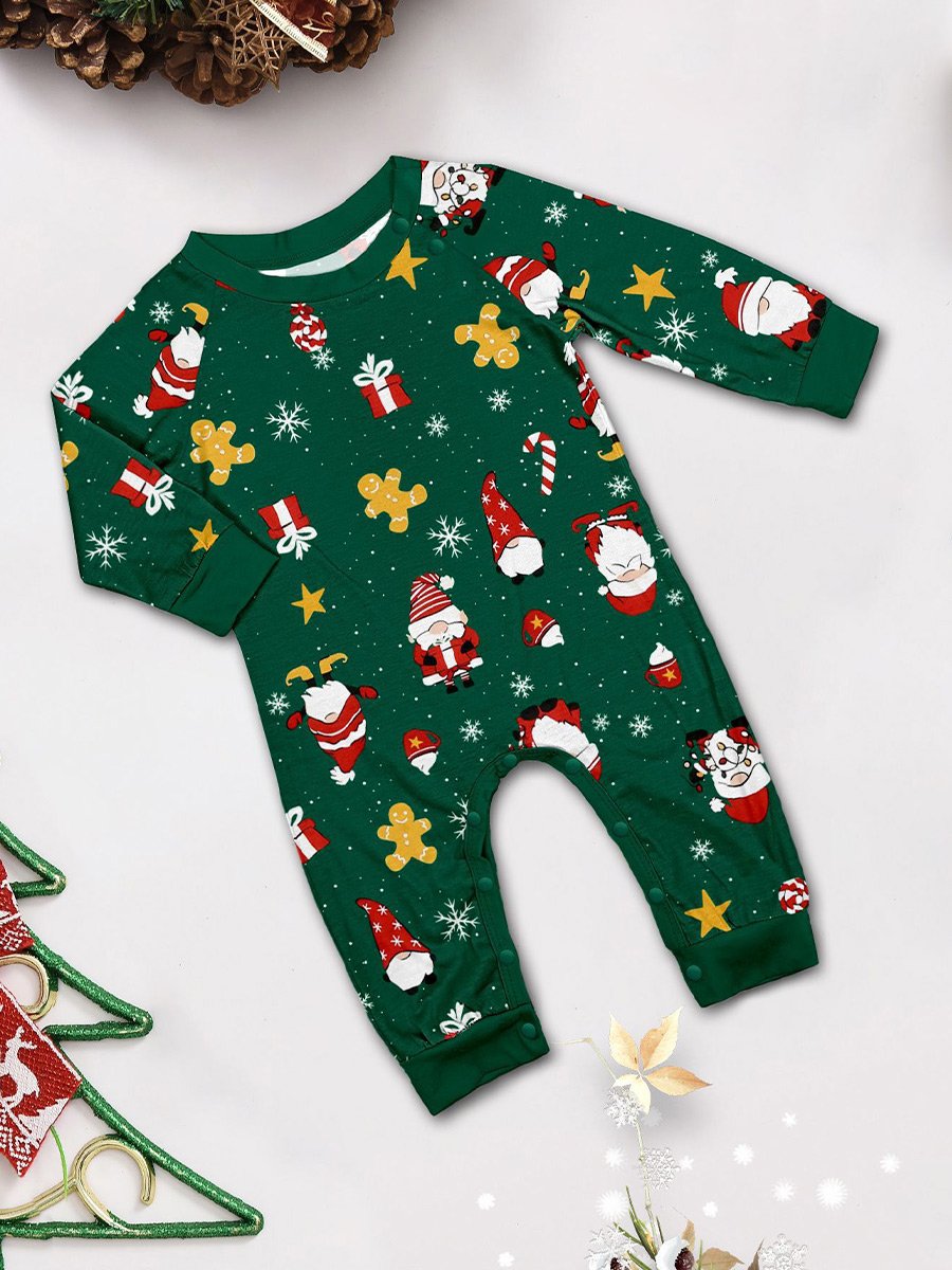 Green Round Neck Christmas Printed Homewear Set