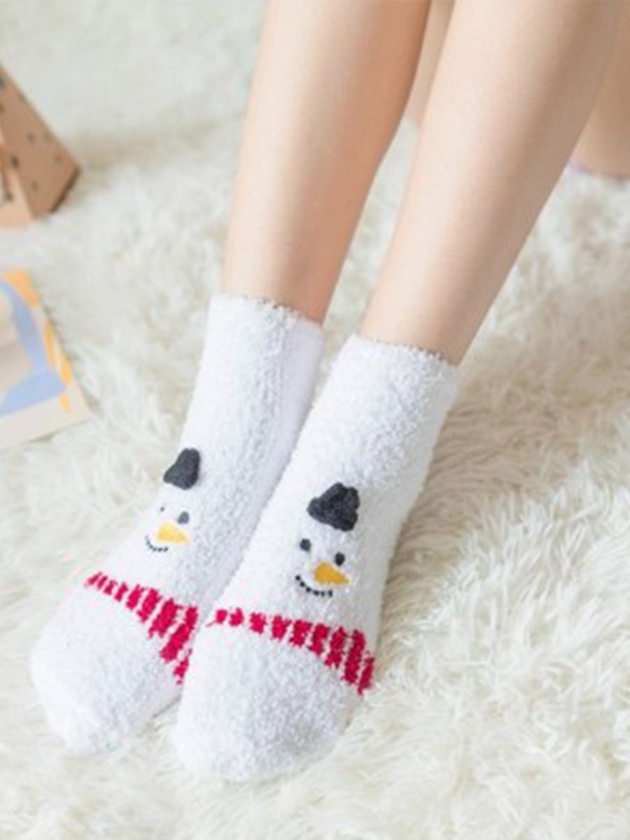 Women's Thick Coral Fleece 3D Christmas Socks