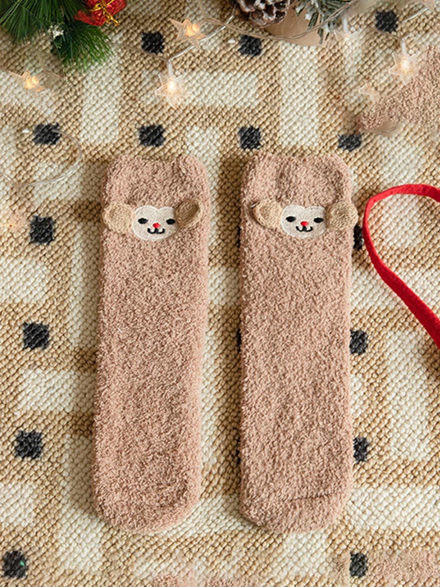 Coral Fleece Christmas Gift Christmas Animal Socks for Men and Women
