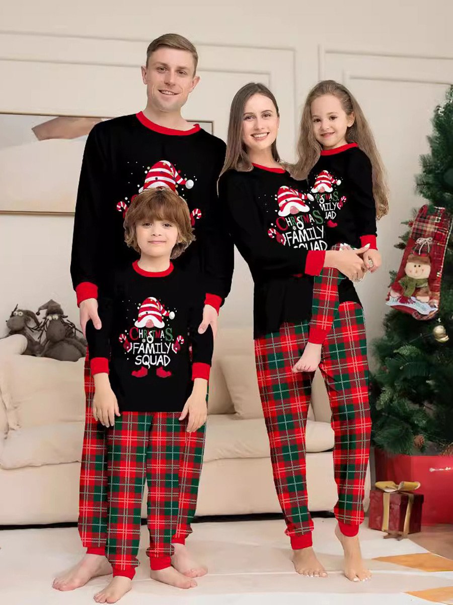 Christmas Snowflake Plaid Printed Family Homewear Set