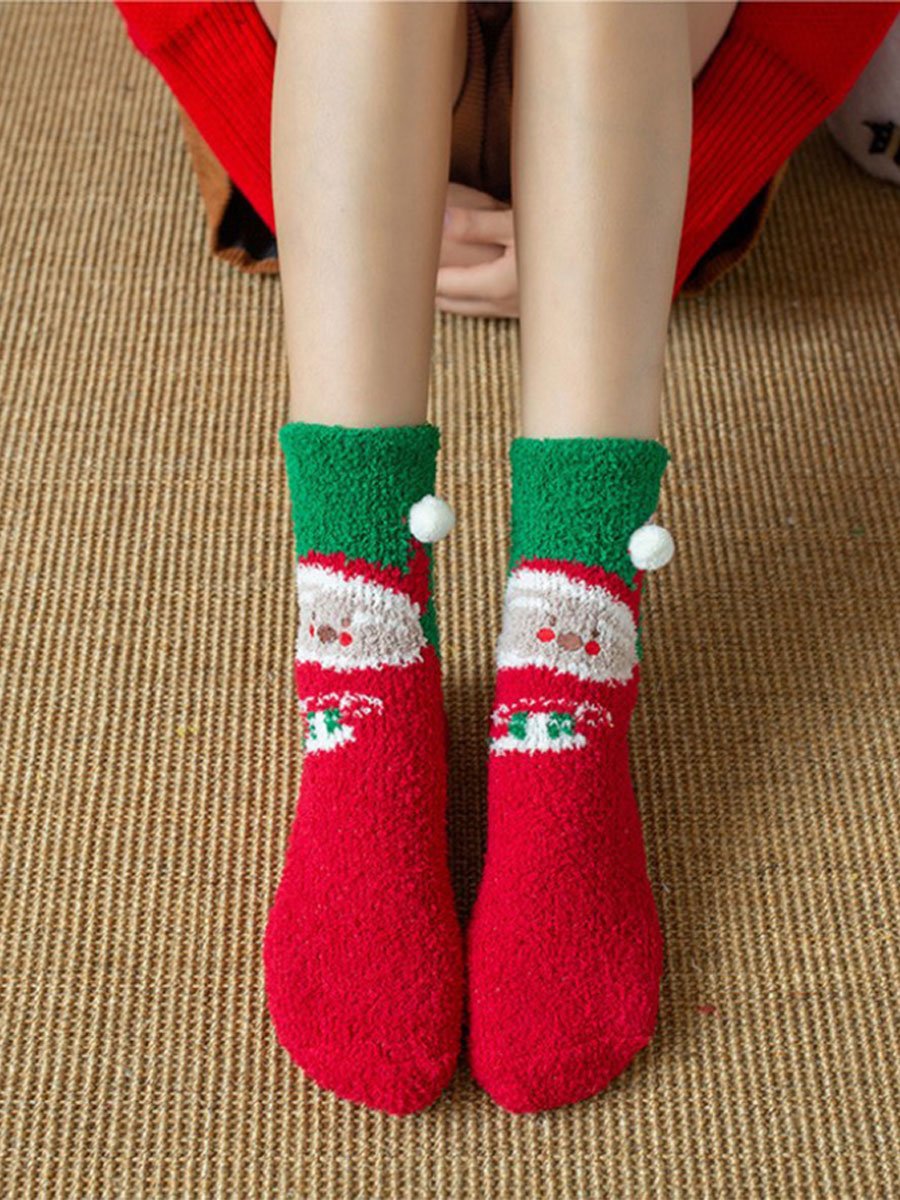 Women's Thick Coral Fleece 3D Christmas Socks