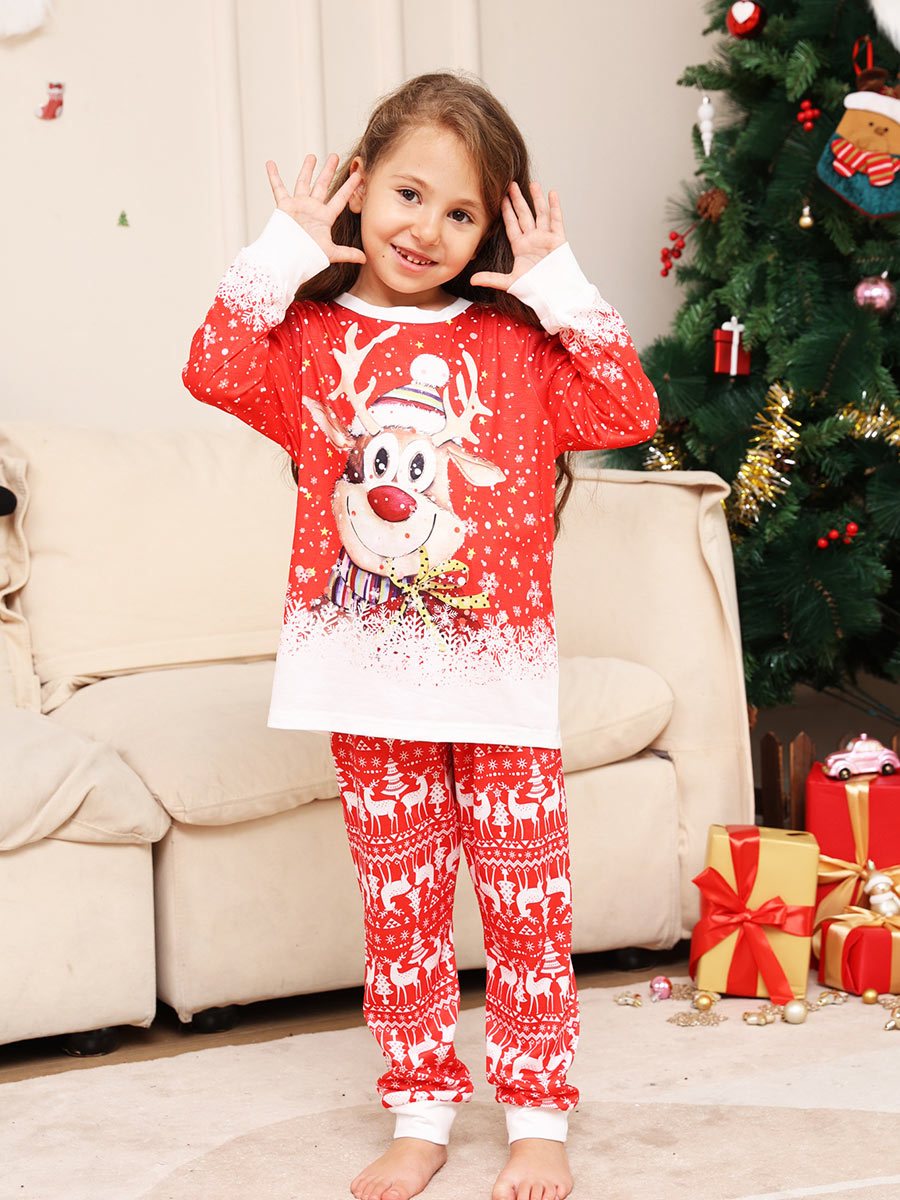 Christmas Deer Snowflake Print Family Lounge Suit