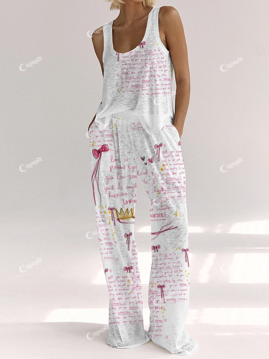 Women's Cotton Knitted Vest and Pants Set