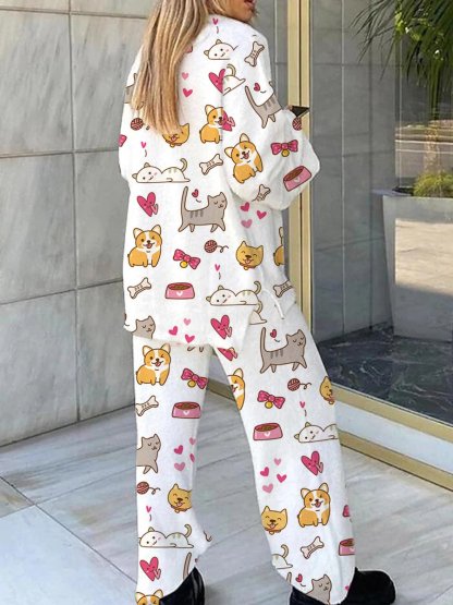 Women's Cute Animal Printed Long Sleeve Home Suit