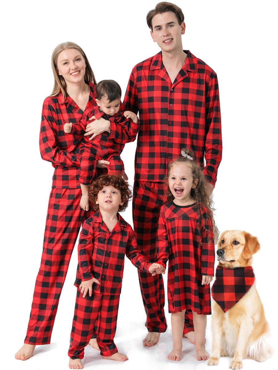 Family Set Christmas Plaid Print Family Pajamas